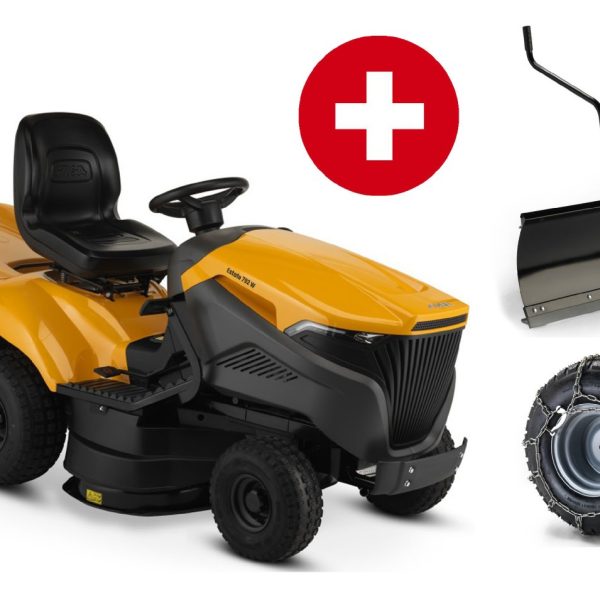 Stiga Rasentraktor Estate 792 W - Winterpaket mit Schneeschild und Schneeketten