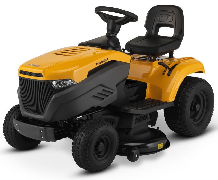 Stiga Rasentraktor Tornado 5108 W mit Mulchkit, Anhängekupplung und Batterieladegerät – vue 3